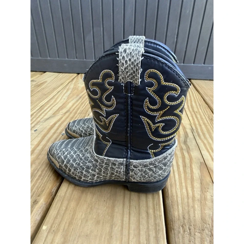 Smoky Mountain Cowboy Brown Youth Boots Laramie Embroidered Design Sz 7.5